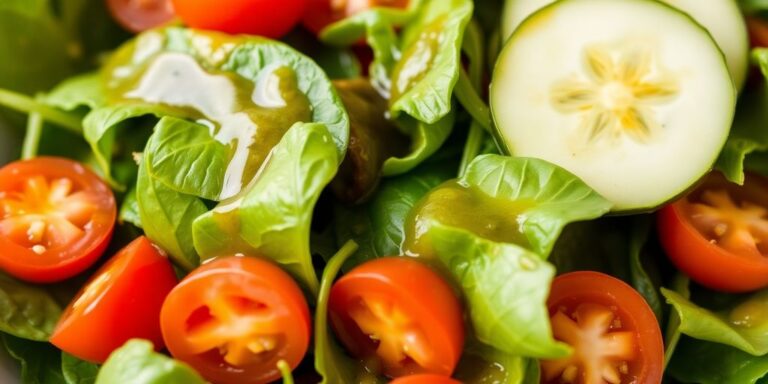 Fresh spinach salad with colorful vegetables in a bowl.